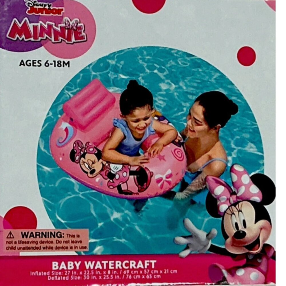 Disney Junior Minnie Mouse Baby Watercraft Raft Float  27in  X 22.5in X 8in